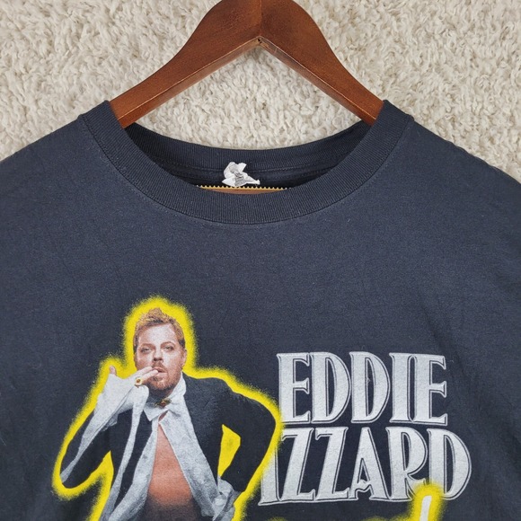 EDDIE IZZARD Stripped 2008 Tour Shirt Adult Size XL Black Short Sleeve Y2K VTG - Picture 5 of 12